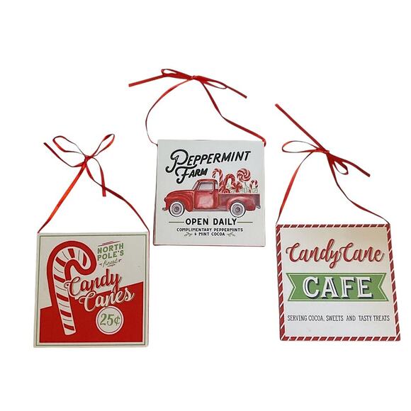3 Peppermint Ornaments Candy Cane Themed Christmas Nostalgic Vintage Style - Picture 1 of 5